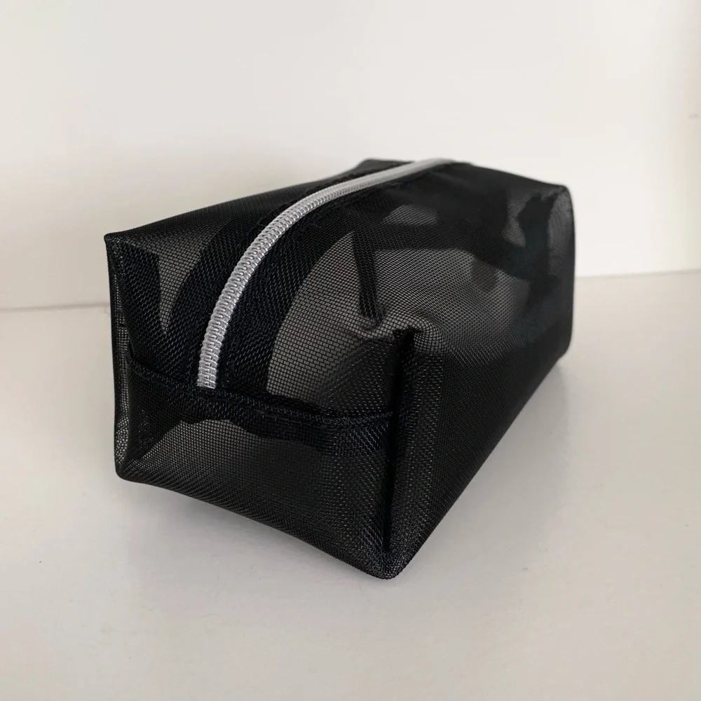 Lancôme black mesh cube zippy pouch